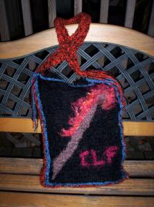Project Bag sporting my "Flaming Crochet Hook" tapestry Crochet Design 