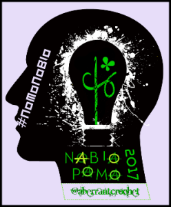 NaBloPoMo #NoMoNoBlo 2017 Anarchy Badge - designed by Aberrant Crochet